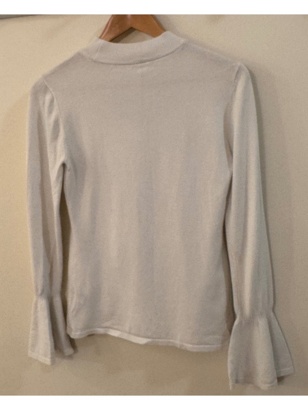 White Long Sleeve Top with Back Cutout and Flared Cuffs